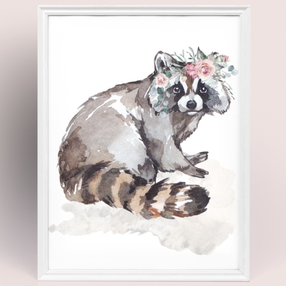 Raccoon Wall Art Watercolor Illustration Print Poster Unframed - Picture 10 of 10